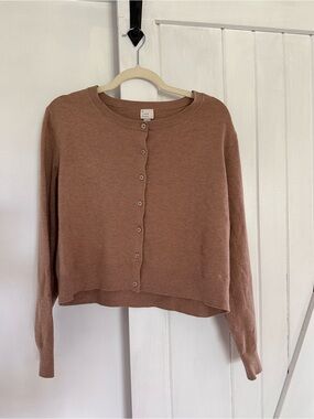 a new day Mauve Brown Cropped Button Cardigan